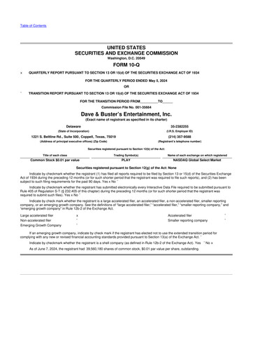 Thumbnail Dave & Buster's
 10-Q Quarterly Report FY2024 