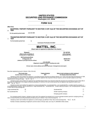 Thumbnail Mattel
 10-Q Quarterly Report FY2024 