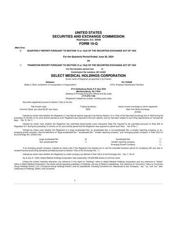 Thumbnail Select Medical Holdings 10-Q Quarterly Report FY2024 