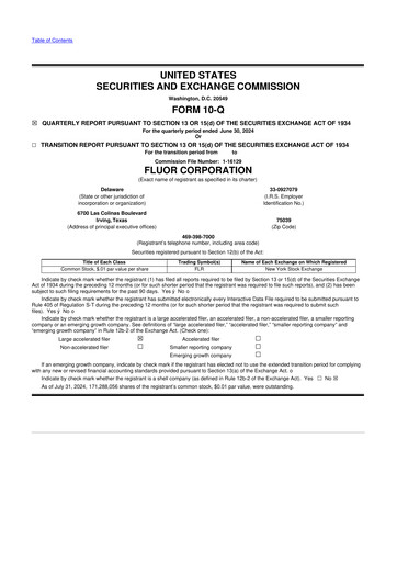 Thumbnail Fluor Corporation
 10-Q Quarterly Report FY2024 