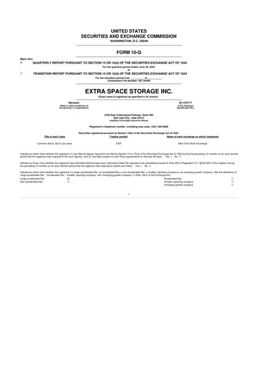 Miniature Extra Space Storage
 10-Q Rapport trimestriel 2024 