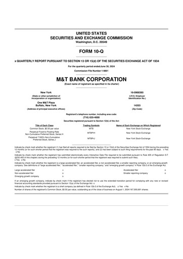 Thumbnail M&T Bank 10-Q Quarterly Report FY2024 