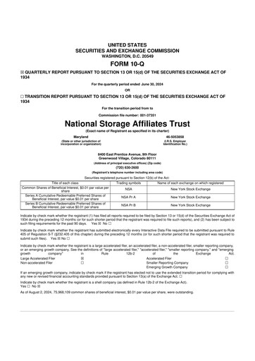 Miniature National Storage Affiliates Trust
 10-Q Rapport trimestriel 2024 