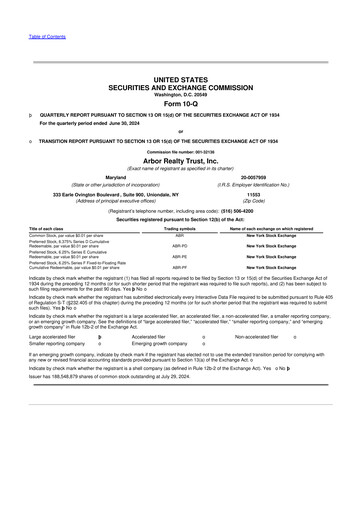 Vorschaubild Arbor Realty Trust
 10-Q Quartalsbericht 2024 