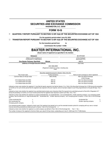 Miniature Baxter 10-Q Rapport trimestriel 2024 