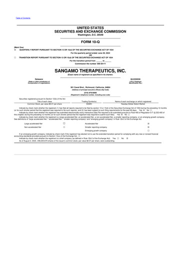 Thumbnail Sangamo Therapeutics
 10-Q Quarterly Report FY2024 