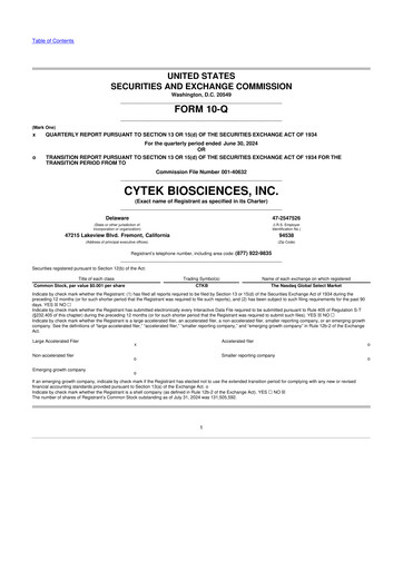 Vorschaubild Cytek Biosciences 10-Q Quartalsbericht 2024 