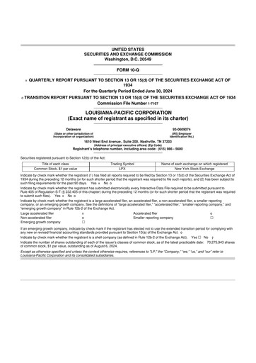 Miniature Louisiana-Pacific
 10-Q Rapport trimestriel 2024 