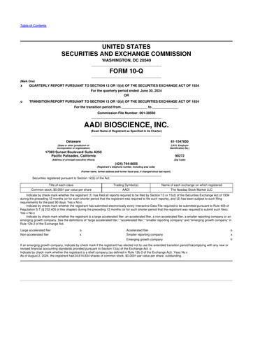 Thumbnail Aadi Bioscience 10-Q Quarterly Report FY2024 