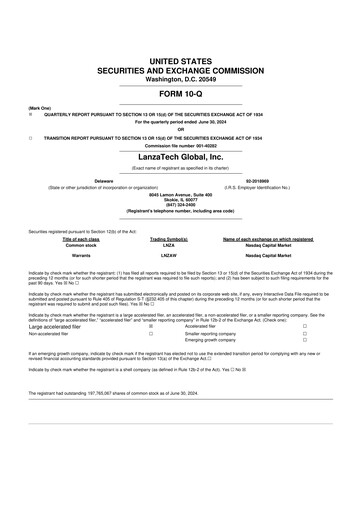 Thumbnail LanzaTech Global 10-Q Quarterly Report FY2024 