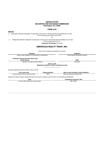 Thumbnail Americold 10-Q Quarterly Report FY2024 