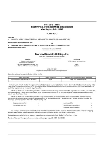 Vorschaubild Bowhead Specialty Holdings 10-Q Quartalsbericht 2024 