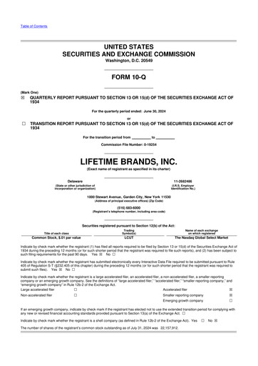 Miniature Lifetime Brands 10-Q Rapport trimestriel 2024 