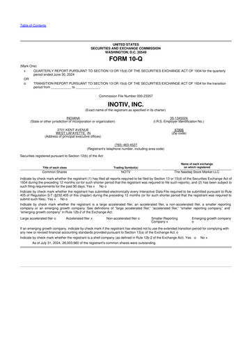 Thumbnail Inotiv 10-Q Quarterly Report FY2024 