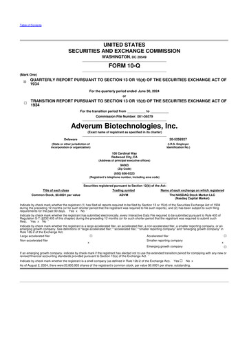 Thumbnail Adverum Biotechnologies
 10-Q Quarterly Report FY2024 