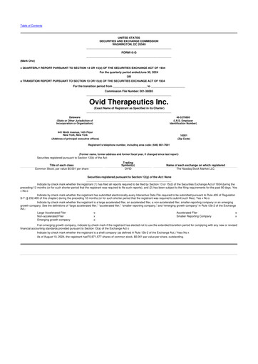 Thumbnail Ovid Therapeutics
 10-Q Quarterly Report FY2024 