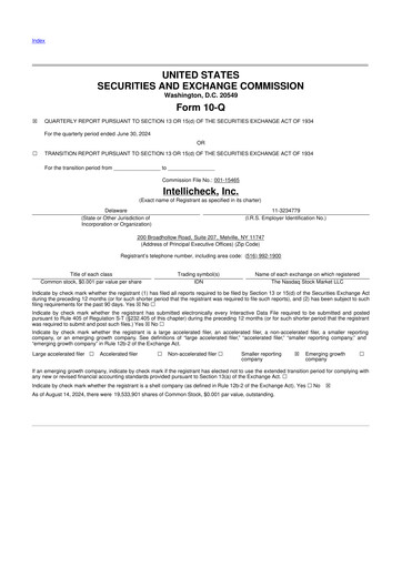 Miniature Intellicheck 10-Q Rapport trimestriel 2024 