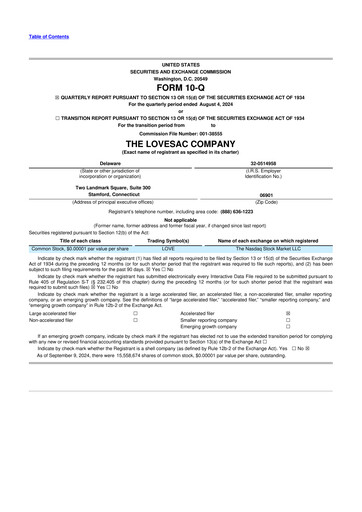 Miniature LoveSac
 10-Q Rapport trimestriel 2025 