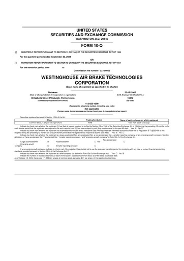 Miniature Wabtec 10-Q Rapport trimestriel 2024 