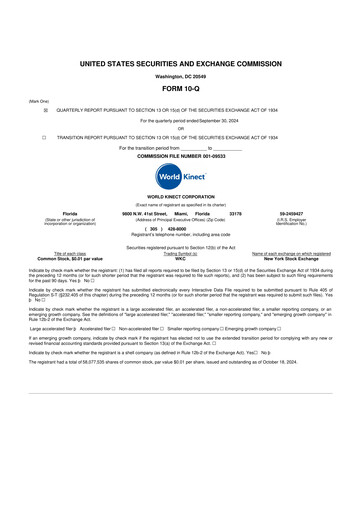 Thumbnail World Kinect 10-Q Quarterly Report FY2024 