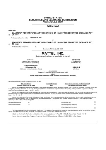 Thumbnail Mattel
 10-Q Quarterly Report FY2024 