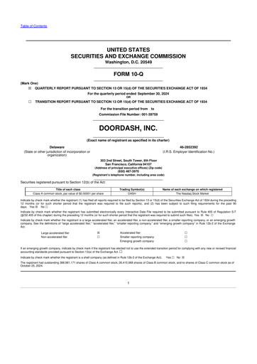 Miniature DoorDash 10-Q Rapport trimestriel 2024 