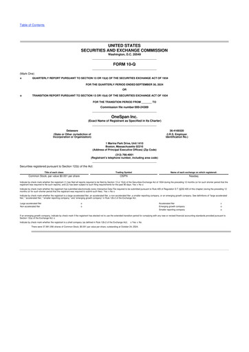 Vorschaubild OneSpan 10-Q Quartalsbericht 2024 