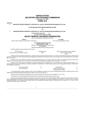 Thumbnail Select Medical Holdings 10-Q Quarterly Report FY2024 