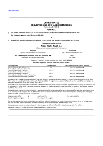 Vorschaubild Arbor Realty Trust
 10-Q Quartalsbericht 2024 