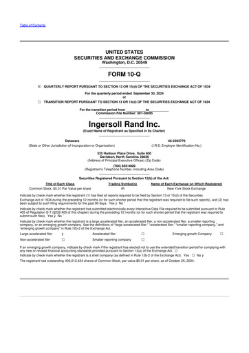 Thumbnail Ingersoll Rand 10-Q Quarterly Report FY2024 