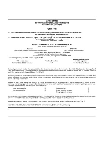 Vorschaubild Horace Mann Educators 10-Q Quartalsbericht 2024 