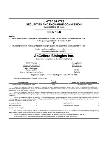Thumbnail AbCellera
 10-Q Quarterly Report FY2024 