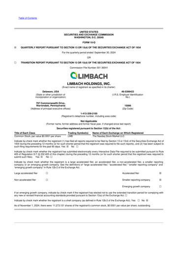 Vorschaubild Limbach Holdings 10-Q Quartalsbericht 2024 
