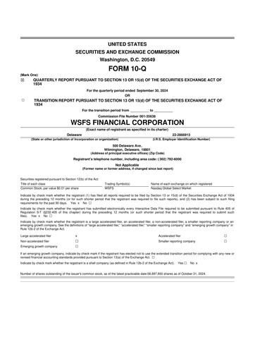 Thumbnail WSFS Financial 10-Q Quarterly Report FY2024 