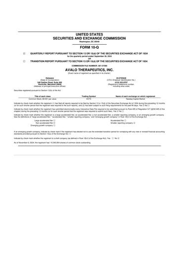 Thumbnail Avalo Therapeutics 10-Q Quarterly Report FY2024 