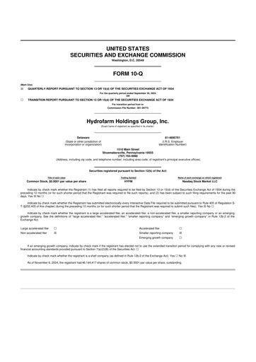 Thumbnail Hydrofarm 10-Q Quarterly Report FY2024 