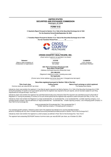 Vorschaubild Cross Country Healthcare 10-Q Quartalsbericht 2024 