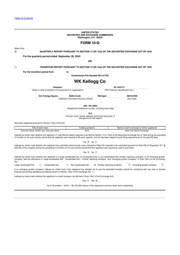 Thumbnail WK Kellogg 10-Q Quarterly Report FY2024 