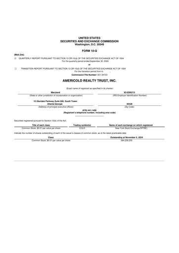 Thumbnail Americold 10-Q Quarterly Report FY2024 