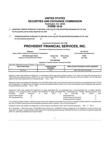 Thumbnail Provident Financial Services 10-Q Quarterly Report FY2024 