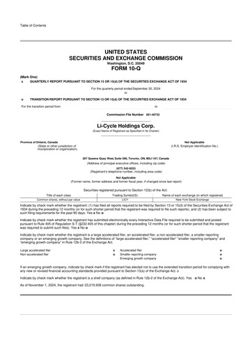 Thumbnail Li-Cycle 10-Q Quarterly Report FY2024 