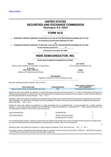 Miniature indie Semiconductor 10-Q Rapport trimestriel 2024 