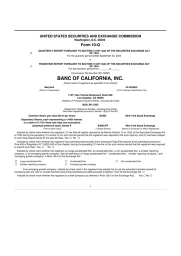 Thumbnail Banc of California 10-Q Quarterly Report FY2024 