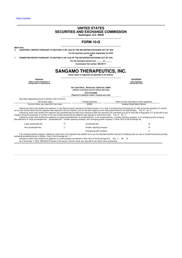 Thumbnail Sangamo Therapeutics
 10-Q Quarterly Report FY2024 
