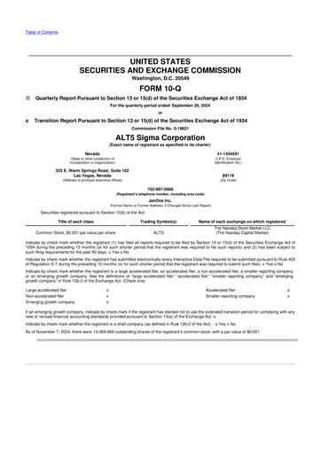 Vorschaubild ALT5 Sigma 10-Q Quartalsbericht 2024 