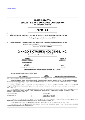 Thumbnail Ginkgo Bioworks
 10-Q Quarterly Report FY2024 