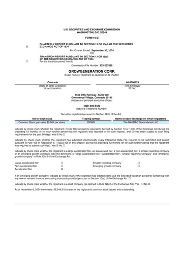 Thumbnail GrowGeneration
 10-Q Quarterly Report FY2024 