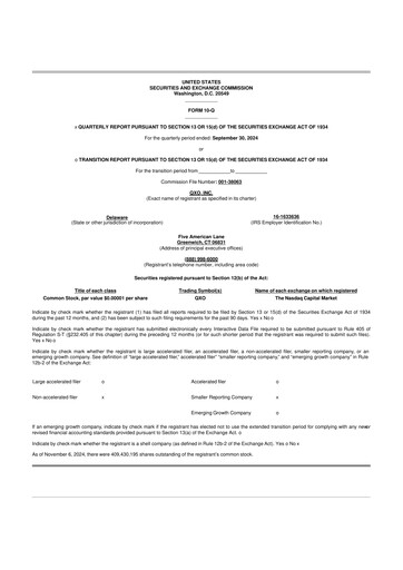 Thumbnail QXO, Inc. 10-Q Quarterly Report FY2024 