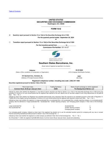 Thumbnail Southern States Bancshares 10-Q Quarterly Report FY2024 