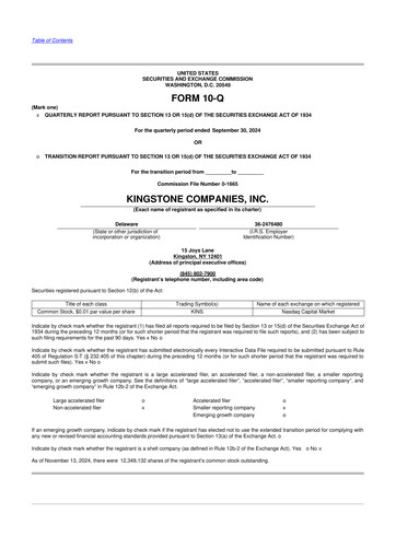 Thumbnail Kingstone Companies 10-Q Quarterly Report FY2024 